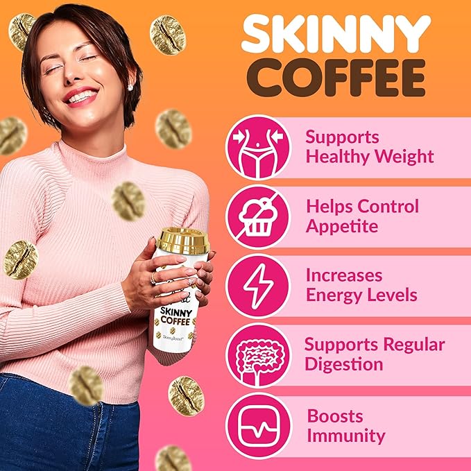 Skinny Boost Instant Skinny Coffee Sticks (Vanilla) - Made with Arabica Coffee Beans, Garcinia Cambogia, Green Tea Extract, B Vitamins, Fiber and Prebiotics ?“Sugar Free-Keto Friendly (28 Packets)