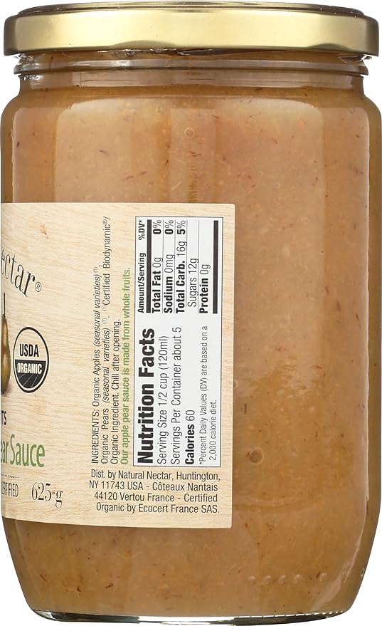Natural Nectar Apple sauce Pear Biodynamic, 22 Oz (Pack of 1)