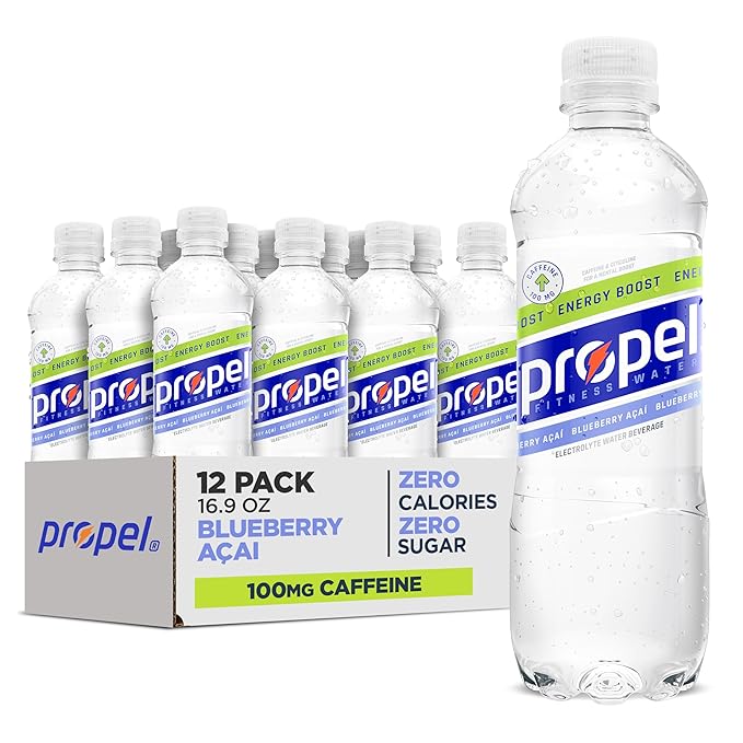 Propel Energy Boost Zero Calorie Flavored Water With Electrolytes and Caffeine, Blueberry Acai