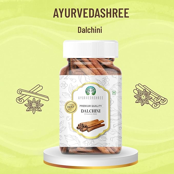AYURVEDASHREE Cinnamon Sticks 70gm PET Jar | All Natural | Vegan | No Colors | NON-GMO | Round sticks | Dalchini