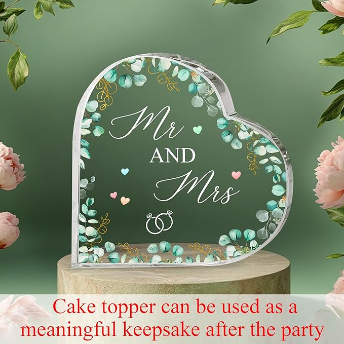 Wedding Acrylic Cake Toppers, Bride And Groom Cake Topper, Mr And Mrs Cake Topper, Anniversary Decorations (Wedding gift)
