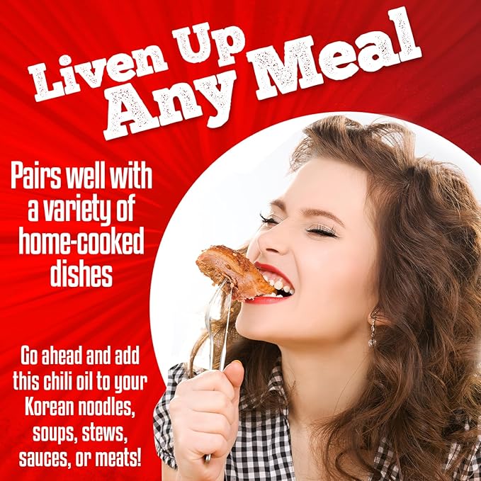 Fusion Select 525g Chili Crisp Oil - Crunchy Garlic Chili Oil, Umami Seasoning with Hot Peppers for Korean Ramen, Spicy Noodles, BBQ Meat, Dip, Stir Fry Sauce - Kitchen Condiment - Mild Spice