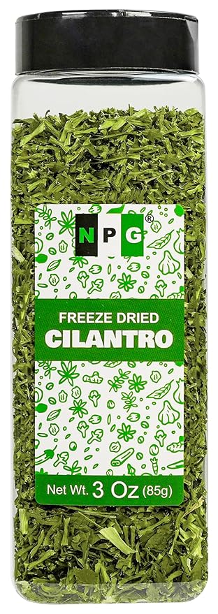 NPG Freeze-Dried Cilantro 3 Oz, Fresh Dehydrated Coriander Flakes, Dhania Leaves, Lime Seasoning, Mexican Spices, Perfect for Cooking, Soups, Salsas, and Garnish