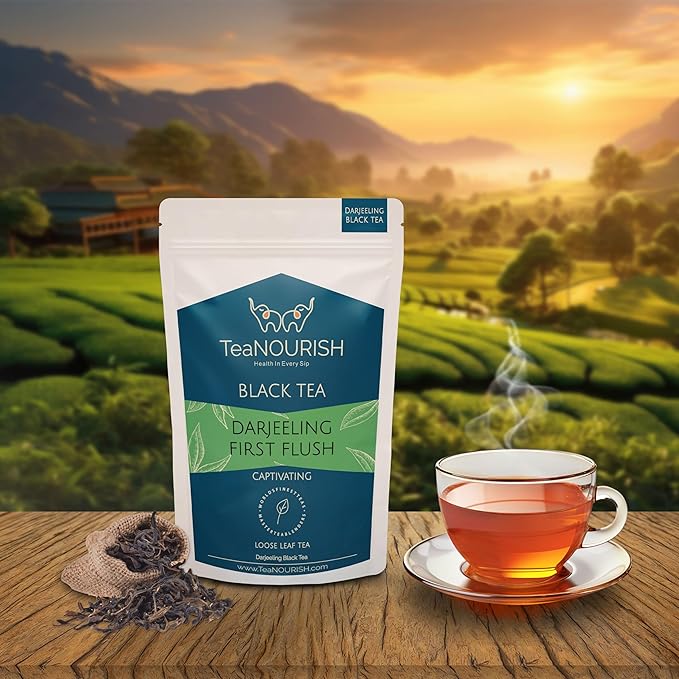 TeaNOURISH Darjeeling First Flush Black Tea | Single Estate Refreshing & Aromatic | Loose Leaf Tea | Freshly Sourced Direct From Origin - 1.76oz/50g