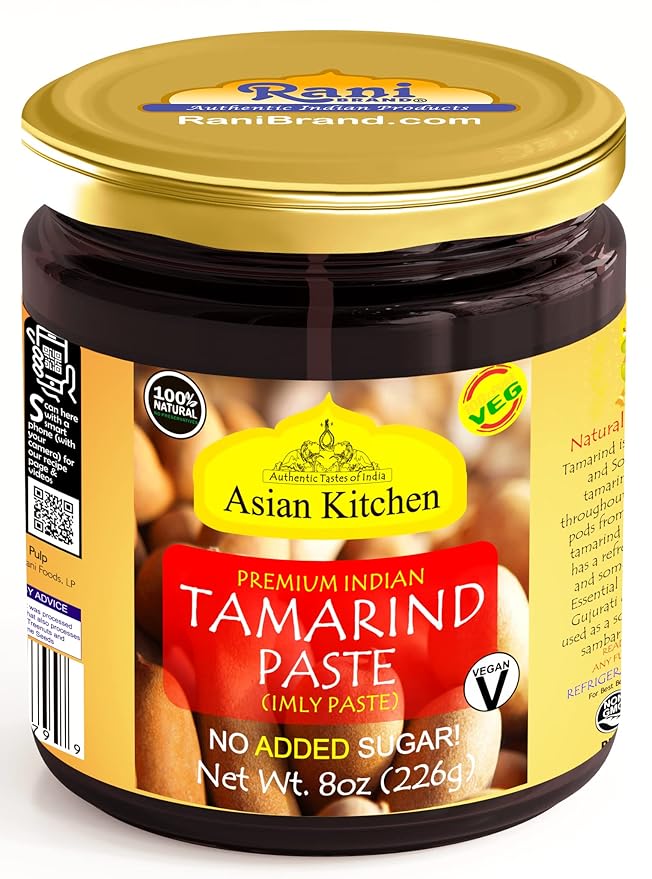 Asian Kitchen Tamarind Paste Puree (Imli) 8oz (227g) Glass Jar, Gluten Free, No Added Sugar ~ All Natural | Vegan | Non-GMO | No Colors | Indian Origin