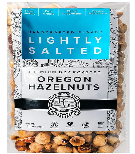 Oregon Farm To Table - Hazelnuts from Premium Growers - Dry Roasted - Lightly Salted ??Kosher Certified - 1 LB
