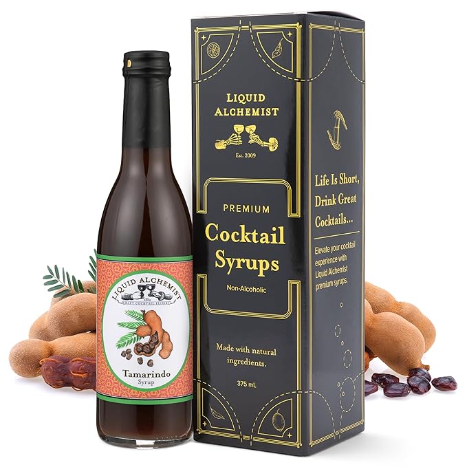 Liquid Alchemist Tamarind Syrup for Cocktails - Real Ingredients Make our Tamarindo Syrup the Perfect Spicy Margarita Mix - Made with Fresh Tamarind Puree & All Natural Tamarind Concentrate (12.7 oz)