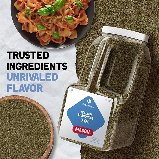 Dependable Food Italian Seasoning - 2 Lb. Resealable Jug - Non-GMO, Natural, No Additives, No Salt, Allergen-Free, Kosher