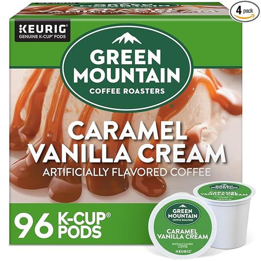Green Mountain Coffee Roasters Caramel Vanilla Cream Coffee, Keurig Single-Serve K-Cup pods, Light Roast, 96 Count