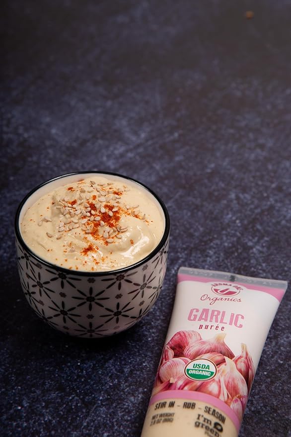 Aroma One Garlic Puree Paste - Organic Herb Concentrate for Cooking, Seasoning & Sauces - Fresh Flavor Enhancer, Non-GMO, Gluten-Free, Vegan - Easy Squeeze Tube, Kitchen Must-Have - 80g (2-Pack)