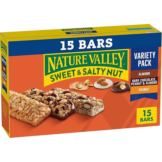 Nature Valley Sweet and Salty Nut Granola Bars, Variety Pack, 15 Bars, 18 oz