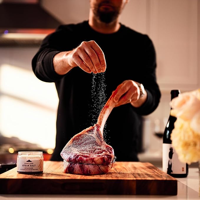 Portland Salt Co. Steak Salt & Spice Blend ??SPG Seasoning - Savory Mix of Sea Salt, Pepper & Garlic - Signature All-Purpose Gourmet Rub - Non-GMO, 4 Oz (Pack of 1)