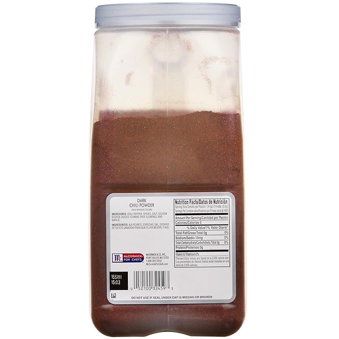 McCormick Culinary Dark Chili Powder, 5.5 lb - One 5.5 Pound Container of Bulk Dark Chili Powder Seasoning for a Sweet, Earthy Flavor, Best on Nachos, Enchiladas, Mexican Dishes and More