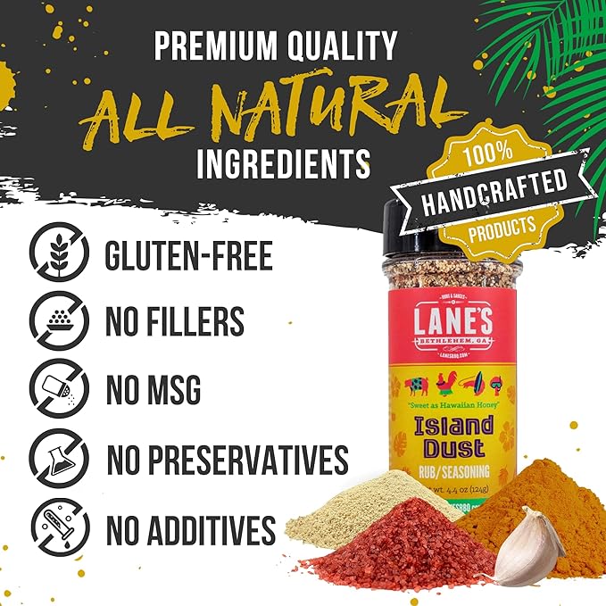 Lane's Island Dust Rub Alaea Hawaiian Sea Salt Seasoning Salt, All-Natural Hawaiian Alea Red Sea Salt Spice for Seafood & Meat, Made in USA, 4 Oz
