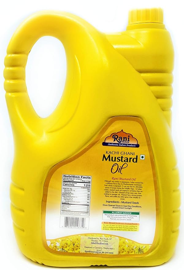 Rani Mustard Oil (Kachi Ghani) 169 Ounce (5 Liter) NON-GMO | Gluten Free | Vegan | 100% Natural | Kosher