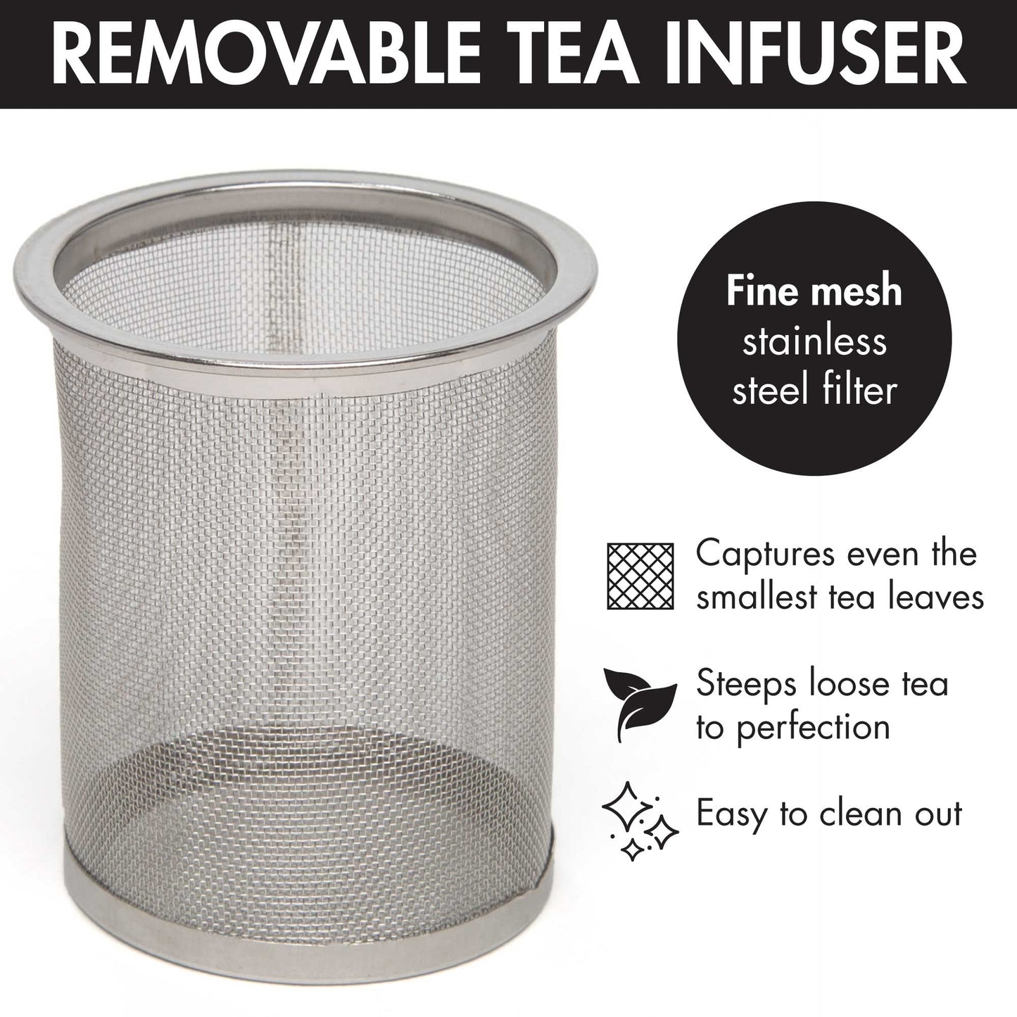 Primula Half Moon Teapot with Removable Infuser, Glass Tea Maker with Reusable Fine Mesh Stainless