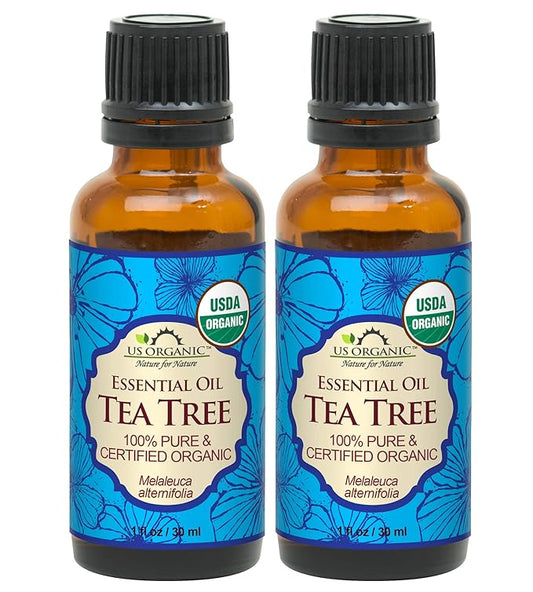 US Organic 100% Pure Tea Tree Essential Oil, Steam Distilled, USDA Certified Organic, for Hair