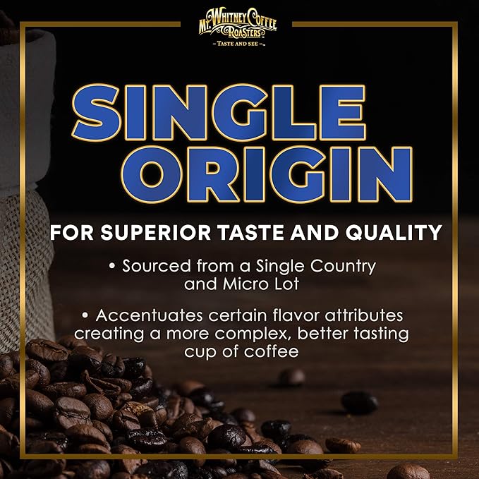 Mt. Whitney Colombia Monte Sierra Organic, Single Origin, Medium Dark Roast, Smooth Full Flavored, Low Acid Coffee (Whole Bean, 12 Oz)