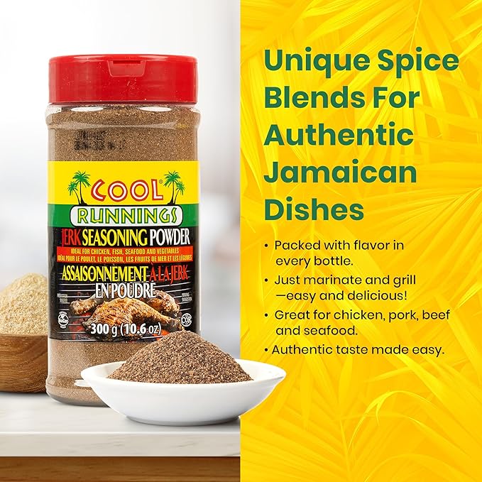 Cool Runnings Jerk Seasoning 300g - Bold Enpoudre Style Seasoning for Marinating, Grilling, Baking and Roasting Chicken, Pork, and Seafood