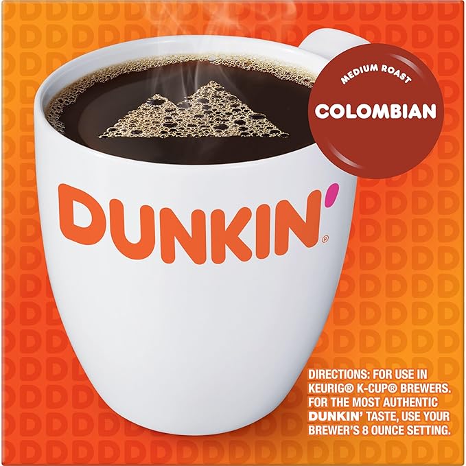 Dunkin' Colombian Medium Roast Coffee, 60 Keurig K-Cup Pods