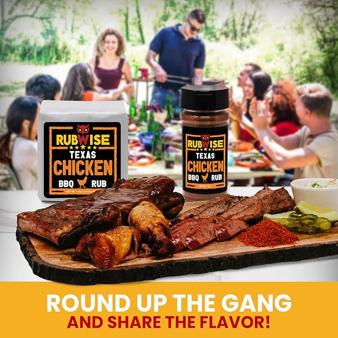 Rubwise Texas Style Chicken Seasoning Rub (No MSG) | BBQ Rubs and Spices for Smoking and Grilling Poultry | Great for Turkey, Duck, and Seafood | Premium Meat Seasonings and Spice Dry Mix | 6oz