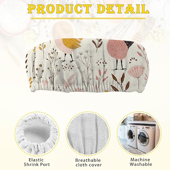 Rooster Floral 5-Pack Cloth Covers for Sourdough Starter Jar, Cloth Covers Reusable Lid Top Sourdough Proofing Bowl Cover Bread Fermentation Baking Supplies for 3-4 Inch Jar Mouth