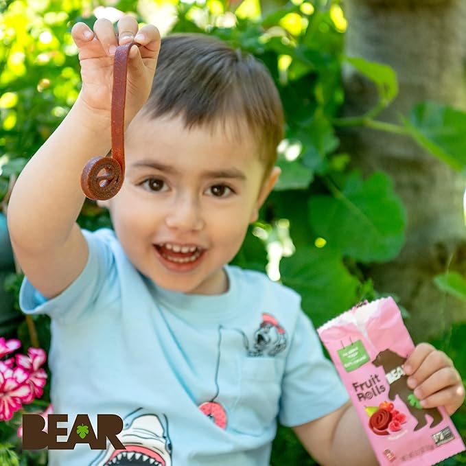 BEAR Real Fruit Snack Rolls - Gluten Free, Vegan, and Non-GMO - Raspberry ??36 Rolls, Healthy School And Lunch Snacks For Kids And Adults, 0.7 Ounce (Pack of 18)
