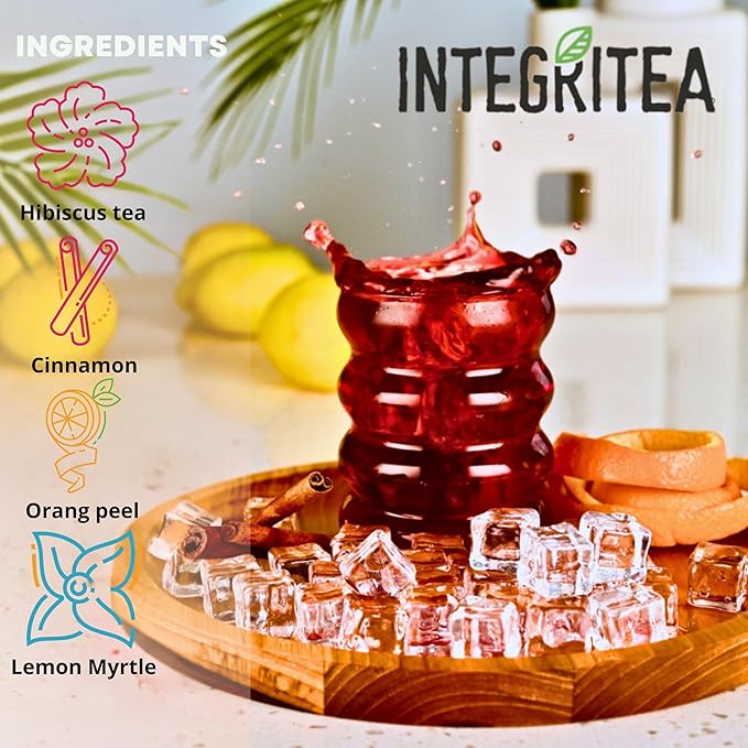 IntegriTEA Organic Hibiscus Tea Bags for Hibiscus Iced Tea - 6-Bag Unsweetened Iced Tea Pack for 6 Gallons of Tea - Hot or Cold Brew Iced Tea Bags