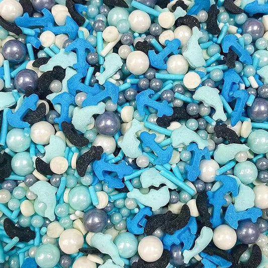 Sentovac Anchor Sprinkle Edible Cake Decorating Ocean Sprinkle Anchor Dolphin Knife Pearl Candy Mix Blue Sprinkle for Cake Cupcake Topper Cookie Baking Decorations Sea Theme Party Birthday Supplies