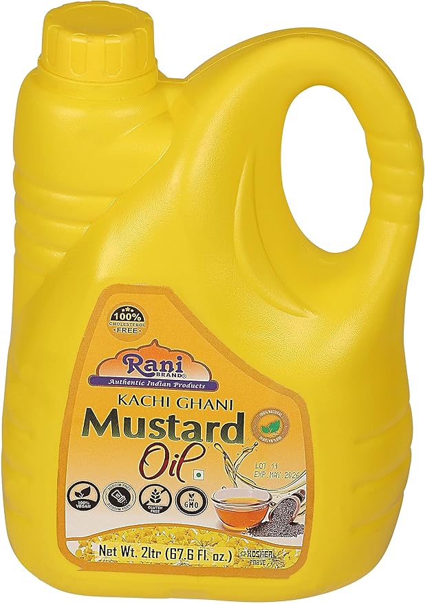 Rani Mustard Oil (Kachi Ghani) 67.6 Ounce (2 Liter) Pack of 2, NON-GMO | Gluten Free | Vegan | 100% Natural | Kosher