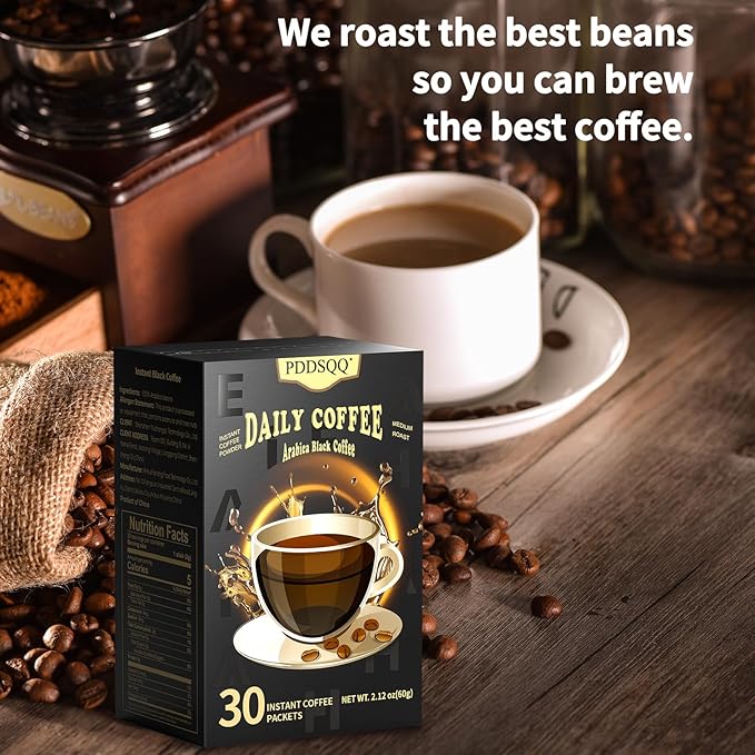 Instant Coffee Packets, House Blend Light Medium Roast Instant Coffee, Arabica Black Coffee Individual Packs Sugar Free Instant Hot/Iced Coffee Packs, Bulk Coffee Singles 30 Count for Camping Travel
