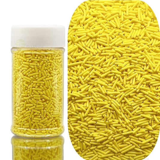 SE Si&Moos Yellow Sprinkles Edible Yellow Jimmies Soft Jimmy Sprinkles Halloween Cake Decorations Christmas Cookie Decorations for Cake Decorating, Ice Cream Toppings & Baking 2.75 OZ