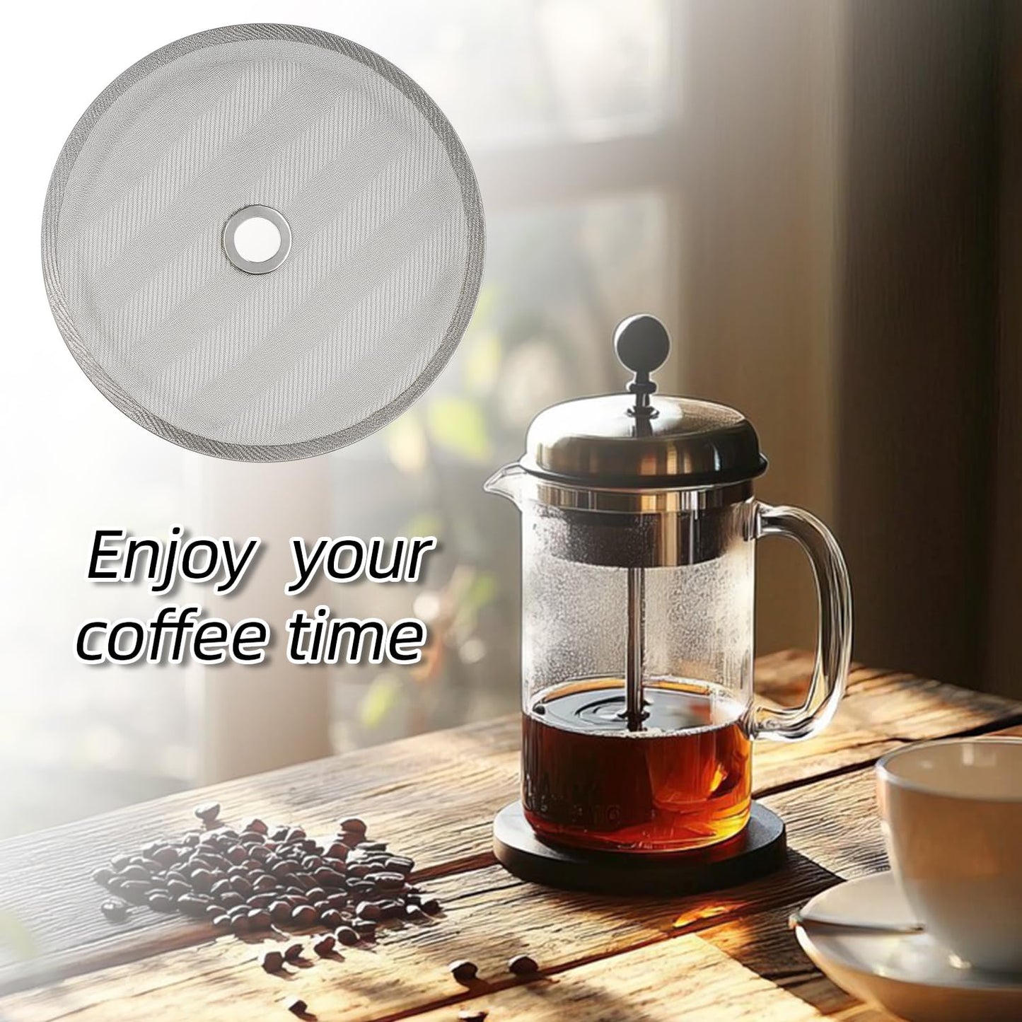 6 Pack French Press Filter Replacement Screens, 4 Inch Stainless Steel Mesh
