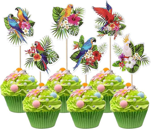 YCTHUNFISH 30pcs Woodland Cupcake Toppers, Bird Design, Cake Decorations for Birthday, Baby Shower