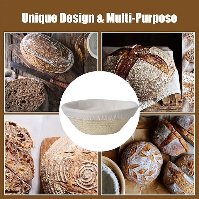 Bread Proofing Basket - Round Oval Bread Proofing Baskets Cotton Rope - Kitchen Gadget, Baking Supplies for Artisan Pastry Making