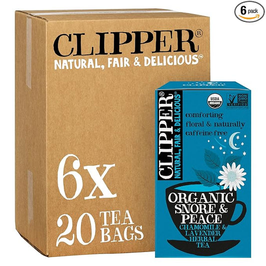 Clipper Tea Snore and Peace Chamomile & Lavender Herbal Tea ??Caffeine Free, USDA Organic, Great Hot or Iced ??Comfortingly Floral, Natural, Fair & Delicious ??120 Tea Bags
