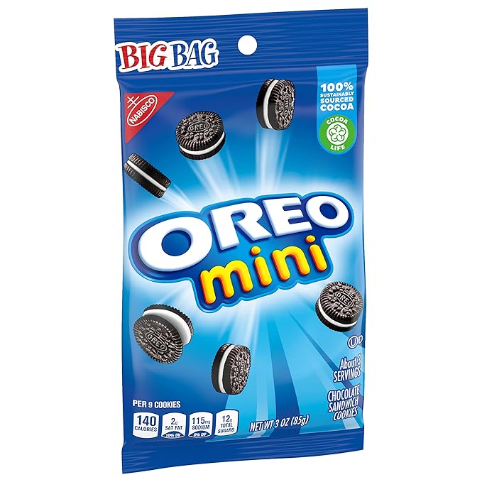 OREO Mini Chocolate Sandwich Cookies, Original Flavor, 12-3 oz Big Bags (Pack of 2)