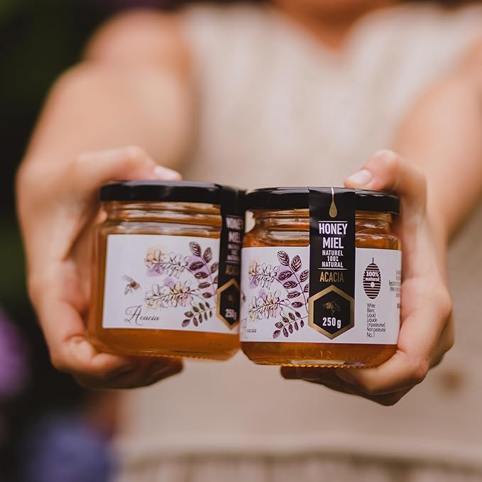 HONIGMA® Acacia Raw Honey | Exquisite Taste | 100% Pure | Unpasteurized | Unfiltered | Partially crystallized | 250g/8.8oz | Pack of 2