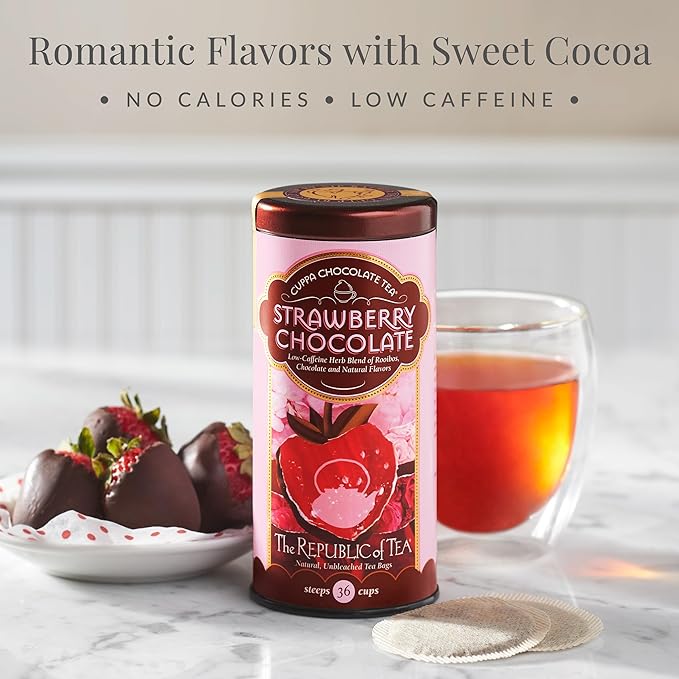 The Republic of Tea ??Strawberry Cuppa Chocolate Tea Bags, Low-Caffeine, 36 Servings