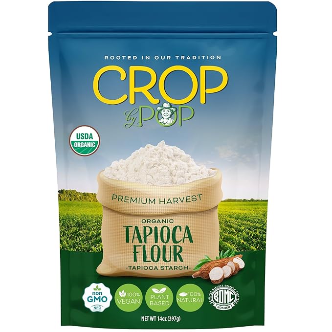 CROP BY POP - Organic Tapioca Starch Flour (14 Oz) Packed Fresh in Resealable Bag - USDA Organic, Non GMO - Food Assortments