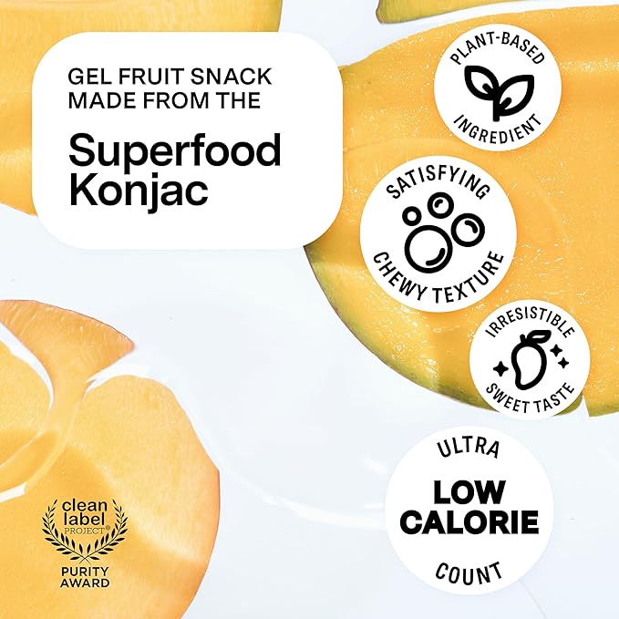 Dally Mango Drinkable Konjac Jelly (10 Pouches) ??10-Calorie, Zero Sugar Korean Fruit Snack ??Prebiotics & Postbiotics for Skin, Immune & Weight Management