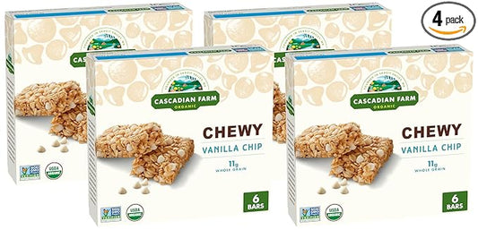 Cascadian Farm Organic Vanilla Chip Chewy Granola Bars, 6 Bars, 7.4 oz. (Pack of 4)