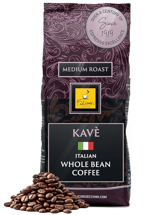 Filicori Zecchini Italian Espresso Beans ??Whole Bean Coffee Medium Roast Arabica & Robusta Blend ??Low Acidity, Slow Roasted ??Kavè 2.2lb Bag