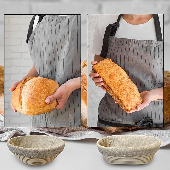 9 Inch Round Bread Banneton Proofing Basket Set of 2 ??Sourdough Proofing basket kit for Artisanal Baking ??Bread Making Tools For Professional & Home Bakers (9 inch round- 2 pack)