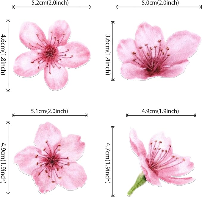 40 Pack Edible Cherry Blossom Cupcake Toppers Cherry Flowers Cake Toppers Rice Paper Wafer Paper Cupcake Picks for Cherry Blossom Baby Shower Kids Birthday Cupcake Decorations