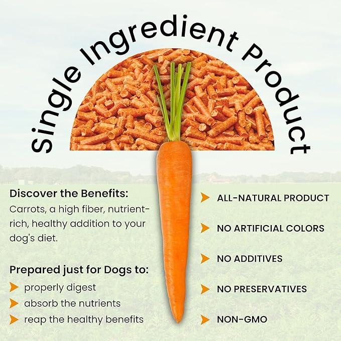 Olewo Original Carrots for Dogs ??Fiber for Perfect Poop, Dehydrated Dog Food Toppers for Picky Eaters, Natural Skin & Coat Support, Multivitamin, Probiotics for Digestive & Gut Health, 2.2 lbs
