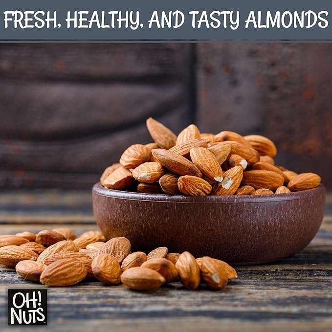 Oh! Nuts Almonds - Dry Roasted Unsalted Almonds - 2 lb - No Salt, No Oil All-Natural Protein - Packed in New York Zip-Seal Bag for Exceptional Freshness