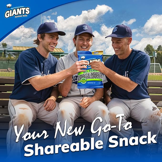 GIANTS Dill Pickle Sunflower Seeds - Sunflower Seeds Bulk, Big Sunflower Seeds to Eat, Roasted & Salted Sunflower Seeds for Eating, Pickle Flavor, 8g Protein Per Serving - 5 oz Bag (Pack of 3)