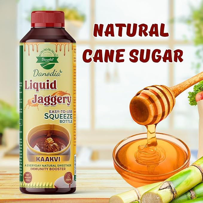 Danodia Foods LIQUID JAGGERY SYRUP (350g/0.77lb) | Natural Sweetener from Sugarcane | No Preservatives | Rich in Minerals | Alternative to Refined Sugar | Ideal for Beverages, Desserts & Traditional Recipes