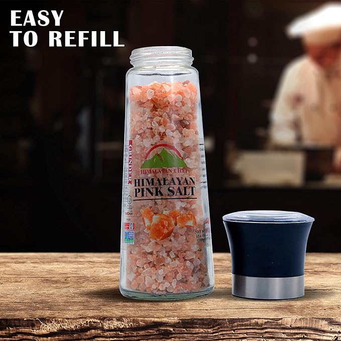 Himalayan Chef Salt Grinder, Refillable-13 Ounce